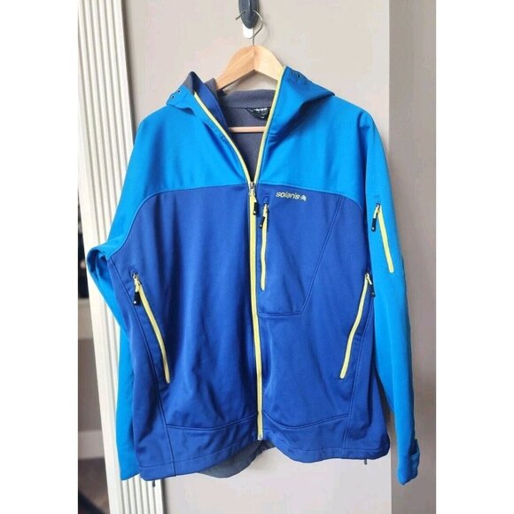 Solaris Jacket Hooded Softshell Fllece Lined Mens Large Outdoor Hiking Blue - Picture 1 of 12